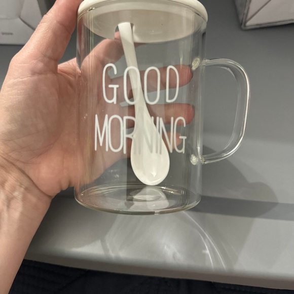 Good Morning Coffee Mug With Lid and Stirrer White - Picture 1 of 4